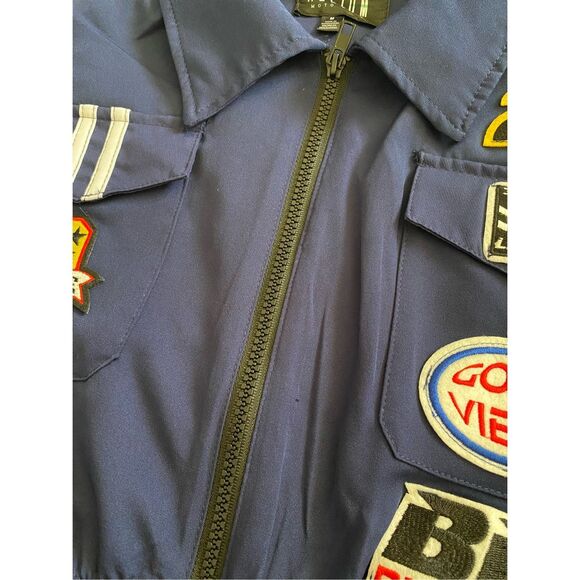 Helium Moto Wear Cropped Patch Jacket Racing Sports Athletic Grunge Punk - Picture 6 of 12